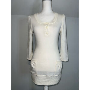 Women's Charlotte Russe Cream Knit Tunic Sweater M Y2K 2000